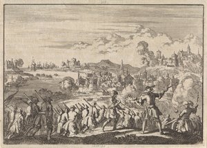 Fransk erövrar under Pointis Carthagena i Sydamerika, 1697 av Jan Luyken