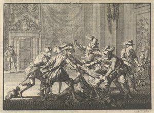 Hertig av Guise mördad i slottet i Blois, 1588 av Jan Luyken