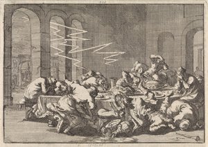 I den polska byn Perzyn dödas 23 personer av blixten under en dopmåltid, 1676 av Jan Luyken