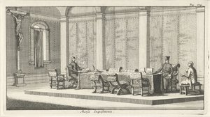 Jesuiter dömer en anklagad av Jan Luyken