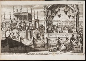 Vattnets stora välsignelse i Moskva (Årlig religiös ceremoni med procession) - Verk av Jan (Johannes) Luyken (1649-1712), gravyr (20,1x30 cm) av Jan Luyken