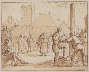 Pieter Bekjen bestiger bålet i Amsterdam år 1569 av Jan Luyken