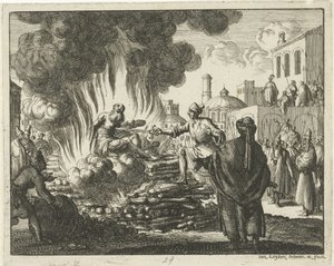 Polykarp brann på bål av Jan Luyken