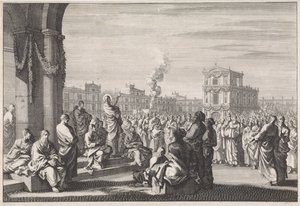 Kristi predikan framför templet av Jan Luyken