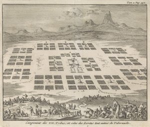 Läger för Israels tolv stammar runt tabernaklet Campement des XII Tribus, et celui des Levites tout autour du Tabernacle (titel på objekt)