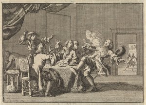 Thomas Tullock, anhängare till kung James II i Skottland, dödas av det oväntade avfyrandet av sin pistol, 1690 av Jan Luyken