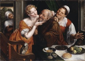 Le couple mal assorti - The Ill-matched Couple, av Massys (Matsys), Jan (1510-1575). Olja på trä