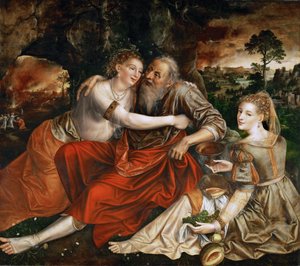 Loth et ses filles - Lot och hans döttrar - Jan Massys (Matsys, Metsys, Matsijs) (1510-1575). Olja på trä