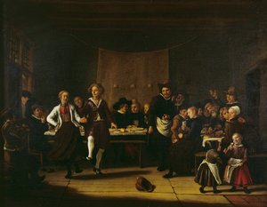Bondens bröllop (olja på duk) av Jan Massys or Metsys