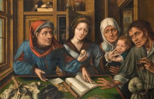 The Rent Receivers Office, 1514 (olja på duk överförd från trä) av Jan Massys or Metsys