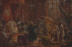 Familjen Szujski vid riksdagen i Warszawa av Jan Matejko
