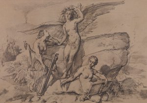 Den mänskliga civilisationens historia - Poesi, musik och historia (målning 7) av Jan Matejko