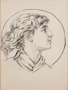 Kartong för polychromi i Mariakyrkan – Ängelhuvud av Jan Matejko