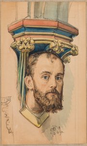 Kartong för polychromi i Mariakyrkan – Konsol i form av ett manshuvud (porträtt av T. Stryjeński) av Jan Matejko