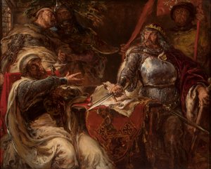 Kung Władysław Łokietek avbryter förhandlingarna med Tyska orden av Jan Matejko