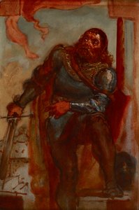 Skiss till målningen ”Wacław Wilczek under försvaret av benediktinerklostret i Trzebice i Mähren år 1468 mot Matthias Corvinus” av Jan Matejko