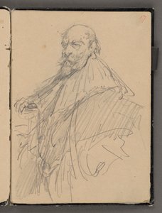 Jan Matejkos skissbok från åren 1861-1863. Enkelsidig teckning. Framsida: skiss av en manlig gestalt i historisk dräkt. av Jan Matejko