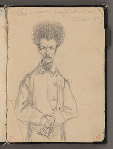 Jan Matejkos skissbok från åren 1861-1863. Ensidig teckning. Baksida: Aleksander Gryglewski (¾ figur). av Jan Matejko
