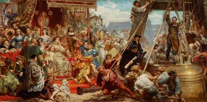 Upphängningen av Sigismundsklockan i tornet på katedralen i Krakow år 1521