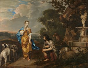Dubbelporträtt av ett ungt par som Granida och Daiphilo