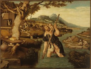 Landskap med Saint Christopher, första hälften av 1500-talet.. av Jan Mostaert