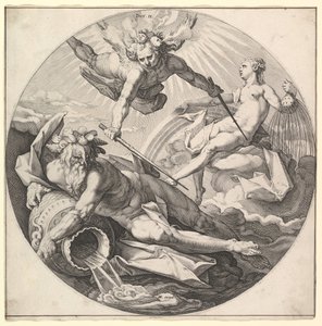 The Second Day Dies II, från serien The Creation of the World, ca. 1594. av Jan Muller