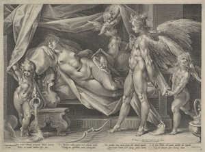 Cupid och Psyche av Jan Muller, after Bartholomaeus Spranger