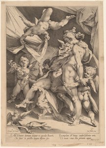 Venus och Merkurius av Jan Muller, after Bartholomaeus Spranger