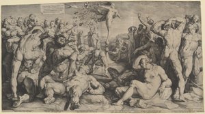 Fortune distribuerar hennes gåvor av Jan Muller, after Cornelis Cornelisz van Haarlem