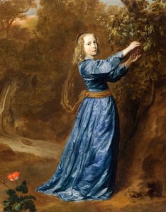 ""Porträtt av en tjej som plockar druvor"" (Porträtt av en tjej som plockar druvor) Målning av Jan (Johan, Johannes) Mytens (Mijtens) (ca 1614-1670), - Olja på duk Dim 50,2x40,5 cm Foundation Custodia