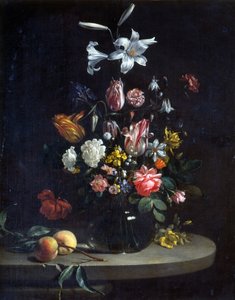 Stilleben: Bukett blommor, i en glasvas