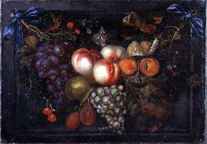 Stilleben med frukt i en stennisch av Jan Pauwel the elder Gillemans