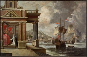 Slaget vid Lepanto: Saint Catherine of Ricci och ombordstigningen, 1671. av Jan Peeters the Elder