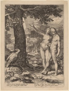Adam och Eva inför Kunskapens träd av Jan Pietersz Saenredam after Abraham Bloemaert