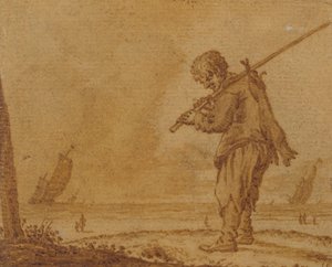 Efter harjakten, på stranden, 1623 (penna och bläck på papper)