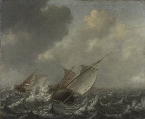 Fartyg på ett hackigt hav, 1620-talet