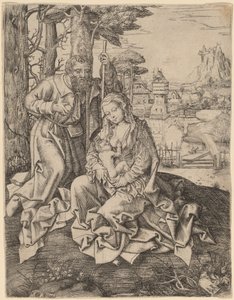 Den heliga familjen i ett landskap av Jan Rombouts the Elder