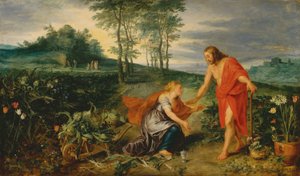 Kristus uppenbarar sig för Maria Magdalena på påskdagens morgon (Noli me tangere), ca 1626 (olja på trä) av Jan & Rubens P.P. (1577 1640) Brueghel
