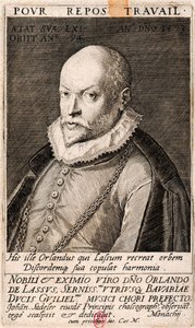 Porträtt av kompositören Orlando di Lasso 1532-1594, 1593. av Jan Sadeler