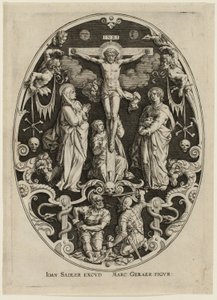 Korsfästelse, från Passion of Christ av Jan Sadeler I