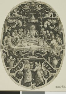 Sista måltiden, från Passion of Christ av Jan Sadeler I