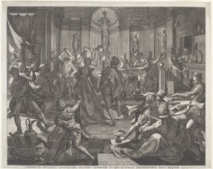Ett nöjeshus av Jan Sadeler I, after Joos van Winghe