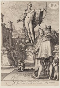 Apollo leder regeringskonsten, från Seven Planetary Gods av Jan Saenredam