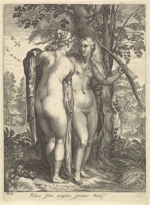 Diana och en nymf framför ett träd Diana och hennes nymfer (serietitel) av Jan Saenredam