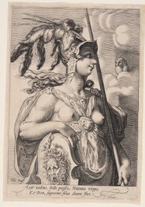 Pallas Athena, från Tre gudinnor av Jan Saenredam