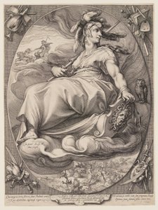 Pallas Athena, från Tre gudinnor sittande i molnen av Jan Saenredam