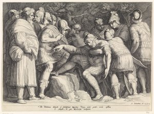 Scipio bärs från slagfältet av sina söner av Jan Saenredam