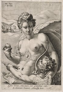 Venus och Amor, ca. 1595. av Jan Saenredam