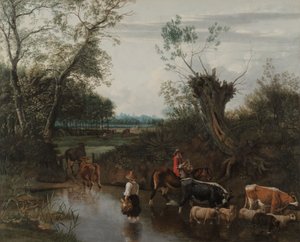 Bönder som korsar en bäck, ca 1670 (olja på duk) av Jan Siberechts