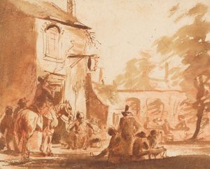 Vila framför värdshuset av Jan Steen